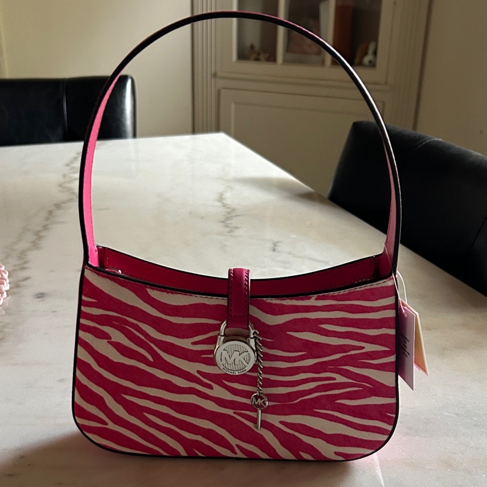 Michael Kors Pink and White Zebra Shoulder Bag